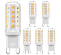 Lampadine LED G9 Dimmerabili, 3W Bianco Caldo 2700K, Equivalenti a Lampadine Alogene G9 da 40 W, CA 240V, Lampadina LED a Risparmio Energetico, Senza Sfarfallio, per illuminazione Domestica, set di 6