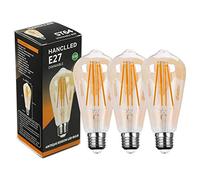 Lampadine LED Retro E27 Dimmerabile, HANCLLED E27 ST64 Luce Bianca Calda 6W Vintage Edison Lampadina a LED Filamento Ambra Decorativo Lampada 60W Lampadine Risparmio Energetico [Confezione da 3]