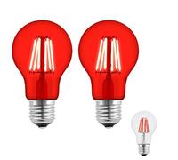 Lampadine LED Rosse E27 da 6W, Equivalente 60W Lampadina a Incandescenza, 600 lm, AC 230V, A60 Lampadine Colorate a LED, per Halloween Natale Party Bar, 2 Pezzi