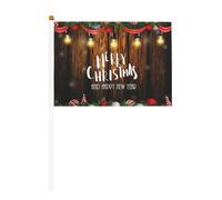 Lampadine natalizie in legno, confezione da 6 e 10 bandierine che sventolano a mano, per sfilate, feste, bar, compleanni