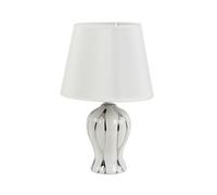 LAMPARA CERAMIC BLANCA/PLATA C/PANTALLA