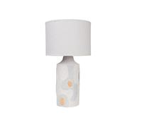 LAMPARA CERAMICA RELIEVE CELESTE/BEIGE C/PANTALLA