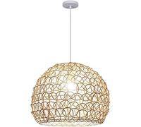 Lámpara colgante de ratán de 1 Luz para El hogar, lámpara de techo Beige con Forma de jaula, hecha a Mano, lámpara empotrada Tipo cesta.