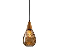 Lámpara colgante de vidrio, Moderna lámpara colgante de Madera, lámpara de techo martillada, lámpara de araña con cúpula en Forma de lágrima para comedor e Isla de cocina, casquill