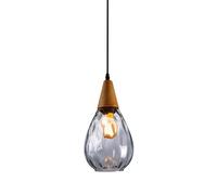 Lámpara colgante de vidrio, Moderna lámpara colgante de Madera, lámpara de techo martillada, lámpara de araña con cúpula en Forma de lágrima para comedor e Isla de cocina, casquill