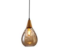 Lámpara colgante de vidrio, Moderna lámpara colgante de Madera, lámpara de techo martillada, lámpara de araña con cúpula en Forma de lágrima para comedor e Isla de cocina, casquill