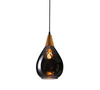 Lámpara colgante de vidrio, Moderna lámpara colgante de Madera, lámpara de techo martillada, lámpara de araña con cúpula en Forma de lágrima para comedor e Isla de cocina, casquill