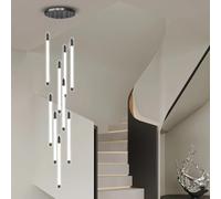 Lámpara colgante LED Moderna - Lámpara de araña Negra de altura Ajustable para techos Altos, iluminación Decorativa para Villas, comedores, cocinas y Salas de estar.