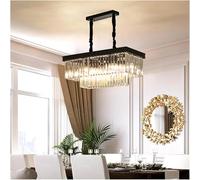 Lámpara de araña Rectangular de Cristal para interiores, Dorada y Negra, Decorativa, para Sala de estar, dormitorio, cocina, lámpara Principal de Alta gama, lámparas colgantes.