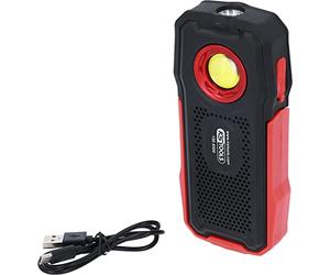 Lámpara de mano móvil para taller, 500 lúmenes, con altavoz Bluetooth, articulada