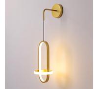 Lámpara de pared LED lineal ovalada nórdica - Aplique de pared interior de 21 W para sala de estar, dormitorio y pasillo - Blanco cálido de 3000 K, luminaria de aluminio (dorado)