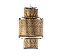 LAMPARA DE TECHO 20X20X38 METAL NEGRO/RATAN NATURAL