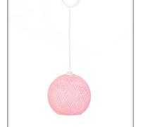 LÁMPARA DE TECHO CON YUTE, HECHO A MANO COLOR ROSA BLANCO