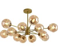Lámpara de techo Moderna de Cristal Dorado con burbujas, Estilo Minimalista nórdico, Estilo Sputnik, con foco LED, lámpara colgante de cocina ámbar, bola Negra, mediados de siglo,