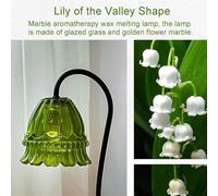 Lámpara Flower Candle Warmer Lamp W / 2 Lampadine Lampada A Candela Dimmerabile con Paralume in Vetro Verde E Base in Marmo Lampada Riscaldante per Candele retrò per Decorazio, Green, OneSize