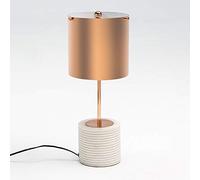 LAMPARA SOBREMESA 14X14X51 MARMOL BLANCO/METAL COBRE CON PANTALLA