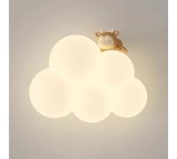 Lámparas de pared infantiles para dormitorios de niñas, luces de pared con diseño de nubes para guardería, aplique de pared con pantalla de leche blanca y dibujos animados de animales, lámpara LED reg