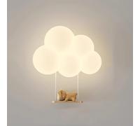Lámparas de pared infantiles para dormitorios de niñas, luces de pared con diseño de nubes para guardería, aplique de pared con pantalla de leche blanca y dibujos animados de animales, lámpara LED reg