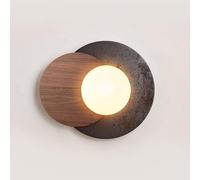 Lampazione da parete in pietra nera Decorazione in legno per le luci interne a parete rotonda in vetro parapsie la parete da parete usata per la decorazione del corridoio del letto per camera da letto