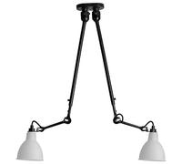Lampe Gras N302 Plafoniera Doppia Nero Opaco E Paralume in Vetro Opalino