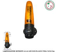 Lampeggiante Arancio 6+6 Led Luce Fissa o Intermittente Avviso Cancello Elettric