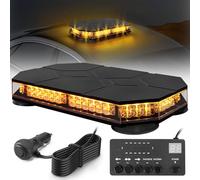 Lampeggiante Arancione a 42 LED con Magnete - Luce di Avvertimento 12V 24V, Cavo da 3,8 m, Impermeabile IP68, 38 Modalità per Camion, Attrezzature Edili, Agricoltura