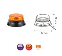Lampeggiante LED Arancione 140mm 12LED 12V/24V Omologato Base Piana