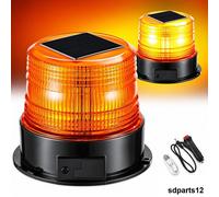 Lampeggiante LED Arancione Girofaro Solare Base Magnetica con Batteria Trattore