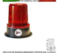 Lampeggiatore Rosso 9 Led 3 Steli Ripetitore Semaforo Per Automatismo 12-24-230V
