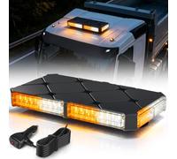 Lampeggiante Stroboscopico LED Magnetico 12V 24V Giallo Bianco Cavo 4,8m | Ideale per Carro Attrezzi, Camion e Trattori, Scocca in Policarbonato IP67, Memoria Intelligente a 16 Modalità
