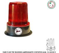 Lampeggiatore Rosso 9 L. 3 Steli Ripetitore Semaforo Per Automatismo 12V-24-230V