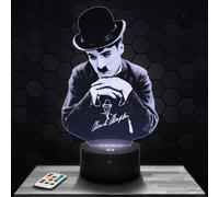 Lampephoto.fr - Lampada 3D C. Chaplin Attore Regista Produttore, Luce Notturna Tattile Led, Effetto Ologramma 3D, Idea Regalo Natale Compleanno Uomo Donna, Oggetto decorativo per camera