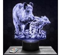 Lampephoto.fr - Lampada 3D Cinghiale Animale Scrofa Cinghialetto Lampada Tattile a LED, Effetto Ologramma 3D, Idea Regalo Natale Compleanno per Ragazzo o Ragazza, Oggetto decorazione camera
