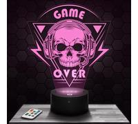 Lampephoto.fr - Lampada 3D Game over Gamer Skull Gaming Gamer Videogiochi Decorazione Camera Ragazzo Lampada 3D Gamer Skull Idea Regalo Decorazione, Idea Regalo Natale Adolescente, Gadget TOP