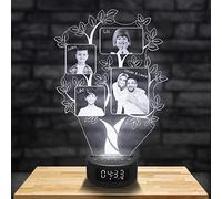 Lampephoto.fr Lampada 3D sveglia e altoparlante Bluetooth, Lampada foto personalizzabile incisione Laser su Plexi, Regalo Personalizzato Testi e Foto, Idea per Natale, Festa della Mamma (Albero)