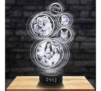 Lampephoto.fr Lampada 3D sveglia e altoparlante Bluetooth, Lampada foto personalizzabile incisione Laser su Plexi, Regalo Personalizzato Testi e Foto, Idea per Natale, Festa della Mamma (5 Cerchi)