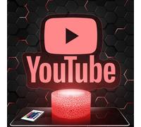 Lampephoto.fr Lampada da comodino, Luce notturna tattile Logo Youtube Lampada illusione 3D LED, idea regalo di Natale per ragazzi e ragazze Lampada da notte per bambini o adulti TOP