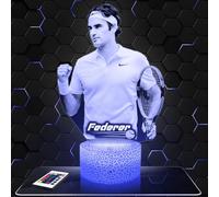 Lampephoto.fr Lampada Led 3D R.Federer Tennis decorazione Roland.G Idea regalo uomo oggetto R.Federer Tennis luce notturna adulto decorazione camera. Natale. regalo uomo originale TOP