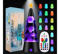LampGreen Lampada a Movimento Liquido 30cm Forma di Albero di Natale con 15 Colori Cangianti e Telecomando per Adulti per Decorazioni Natalizie Camera da Letto-Base Nero