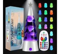 LampGreen Lampada a Movimento Liquido 30cm Forma di Albero di Natale con 15 Colori Cangianti e Telecomando per Adulti per Decorazioni Natalizie Camera da Letto-Base Argentata
