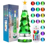 LampGreen Lampada a Movimento Liquido 30cm Forma di Albero di Natale con 15 Colori Cangianti e Telecomando per Adulti per Decorazioni Natalizie Camera da Letto-Base Bianco