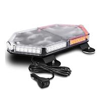 LAMPHUS NanoFlare NFMB56 - Mini barra luminosa stroboscopica a LED da 12 V 56 W, 43,2 cm, colore bianco ambra, con supporto permanente, per tettuccio giallo, rotante, di sicurezza, lampeggiante, di