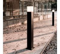 LEDKIA LIGHTING - Lampioncino da Esterno 74cm con Presa Schuko | Alluminio Durevole | IP44 per Giardino e Terrazza | Compatibile con Lampadina E27 40W Max, Nero, Policarbonato