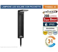 LAMPIONCINO LED DA GIARDINO RICARICABILE 6W CON PANNELLO SOLARE IP65 CCT SWITCH