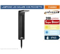 LAMPIONCINO LED DAGIARDINO RICARICABILE 6W CON PANNELLO SOLARE CONPICCHETTO IP65