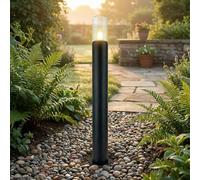 Lampione a paletto IP44 altezza 80 cm E27 semplice in alluminio pressofuso nero moderno lampada da vialetto da terra esterno giardino