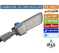 LAMPIONE ARMATURA STRADALE LED 100W SMD CON SENSORE CREPUSCOLARE 6500K IP65