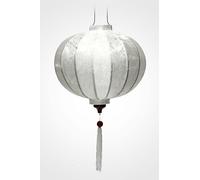 Lampione Asiatico in Seta Blu R - Diametro Ø 47 cm - Lanterna di Hoi An in Tessuto, Bambù e Legno - Artigianato e Decorazione del Vietnam (Ref. R40-B)