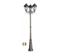 Lampione classico 3 luci per viali giardini fusione di alluminio Rimini Z330.C22