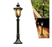 Lampione Classico da Giardino in Alluminio Lampada Lanterna Colore Nero Finitura Anticata IP65 impermeabile E27 Lampione retrò luce da esterno per esterni terrazzo balcone gazebo Cortile